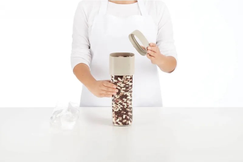 Буркан за съхранение с допълнителна приставка Lekue Beige 1010218, 1.35-1.6 л, Полипропилен, -15/+80°C, Бежов