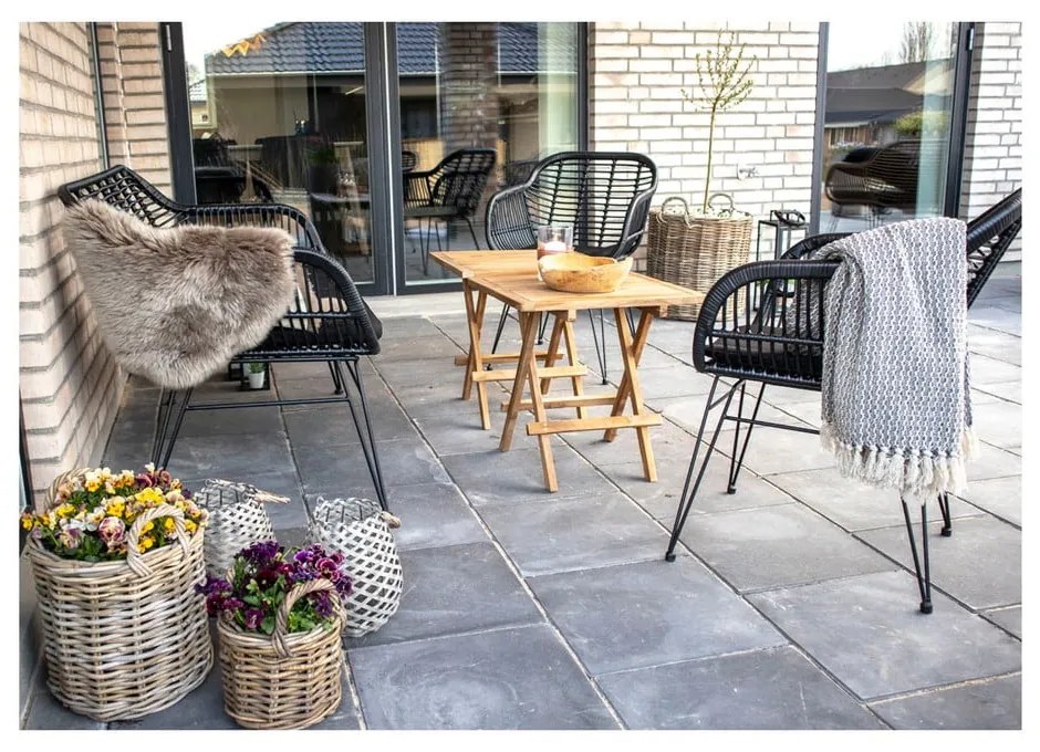 Черен градински диван от изкуствен ратан Trieste - House Nordic