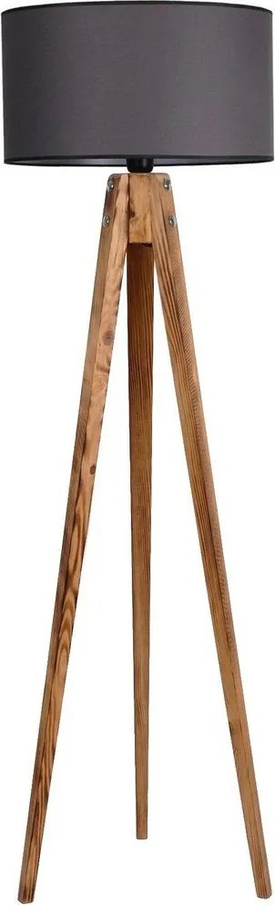 Тъмносива/в естествен цвят подова лампа с текстилен абажур (височина 153 cm) Tripod – Opviq lights