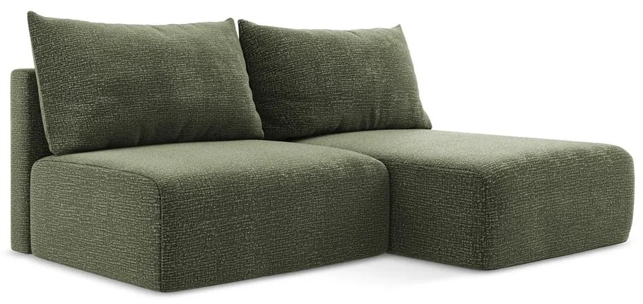 Зелен разтегателен ъглов диван с място за съхранение (десен ъгъл) Kalena – Makamii