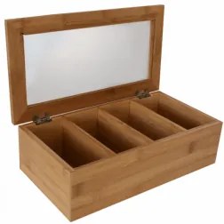 Бамбукова кутия за чай с 4 секции голяма 16x30x9см (A2147S)
