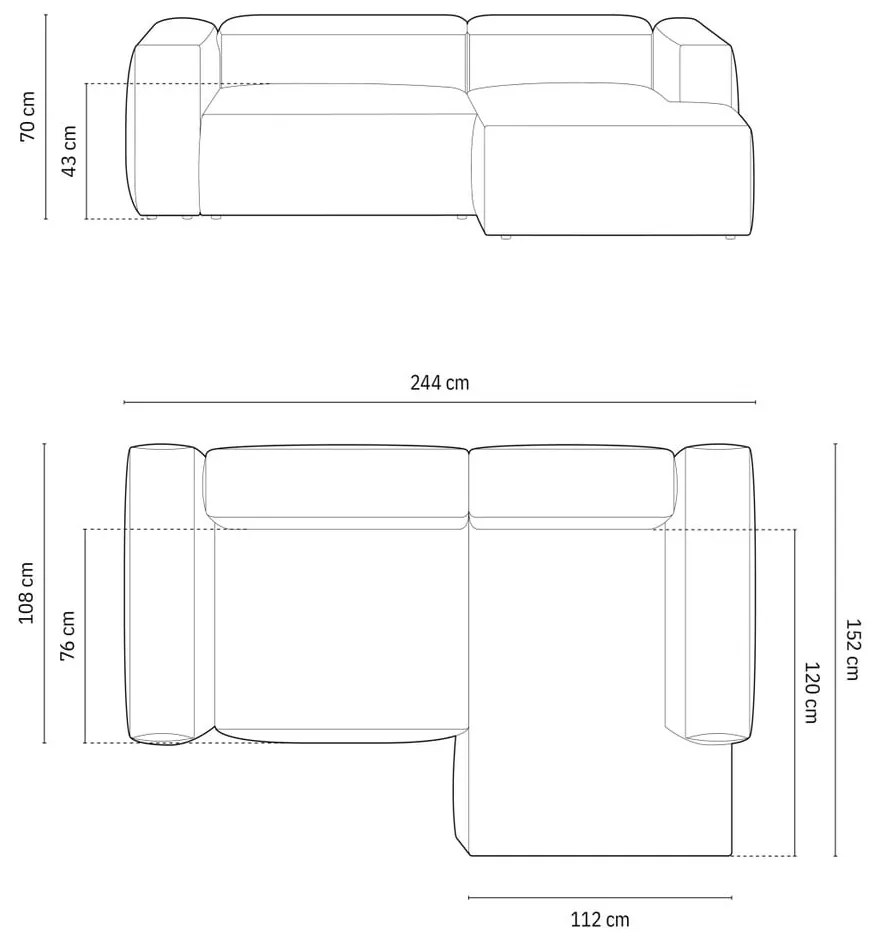 Кафяв ъглов диван (десен ъгъл) Bergamo – Cosmopolitan Design