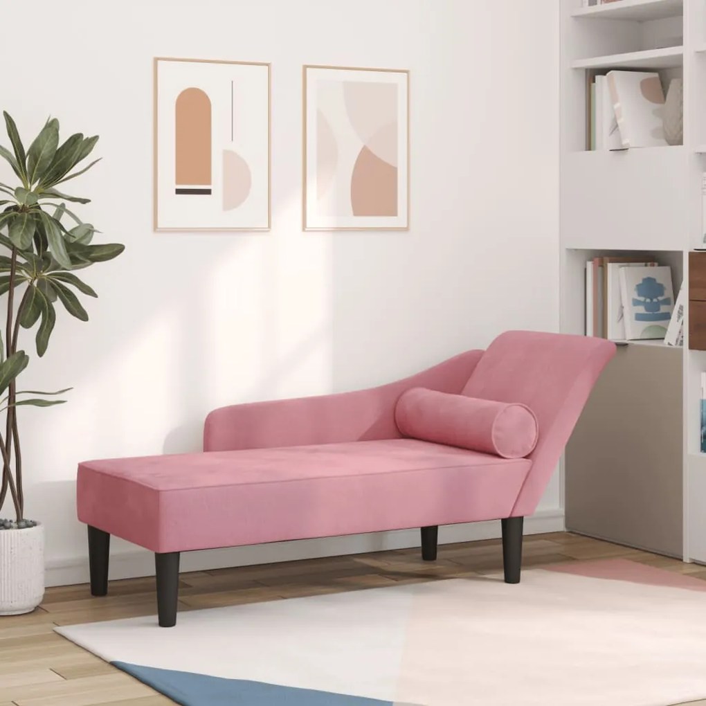 4007591 vidaXL Кушетка с възглавници, розова, кадифе