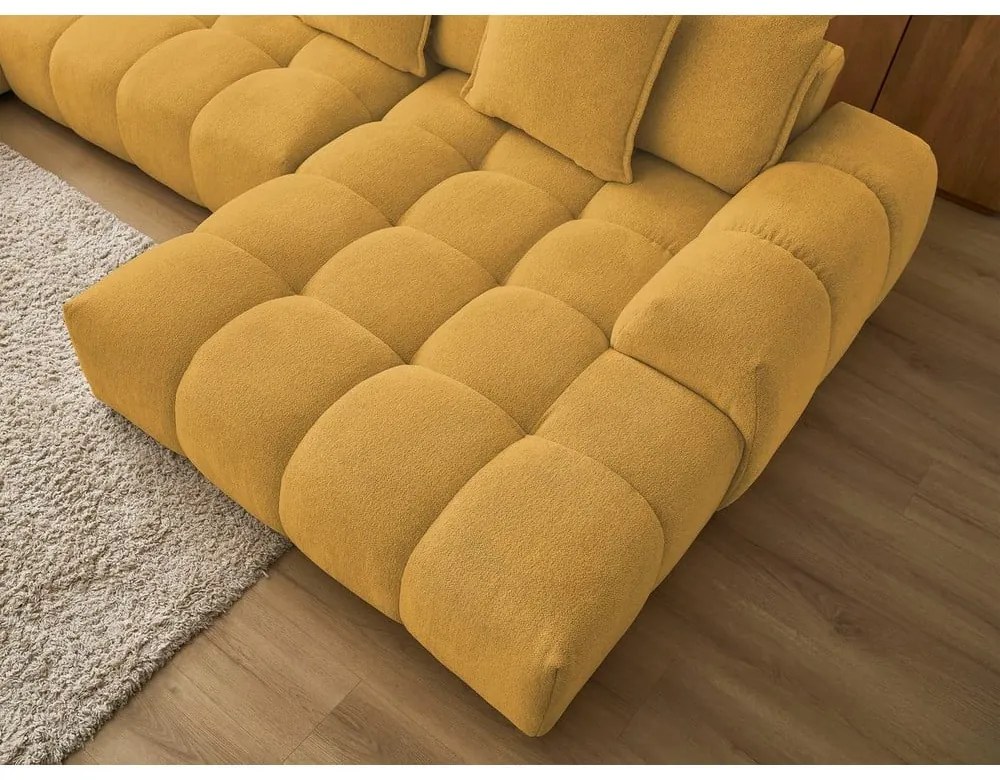 Шенилов сгъваем/с място за съхранение ъглов диван в цвят горчица (ляв ъгъл/U форма) Everest – Bobochic Paris