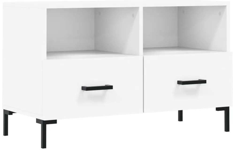 828972 vidaXL ТВ шкаф, бял, 80x36x50 см, инженерно дърво