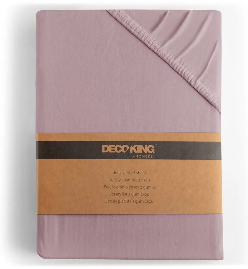 Сиво-розов еластичен чаршаф от джърси 180x200 cm Amber – Restilo