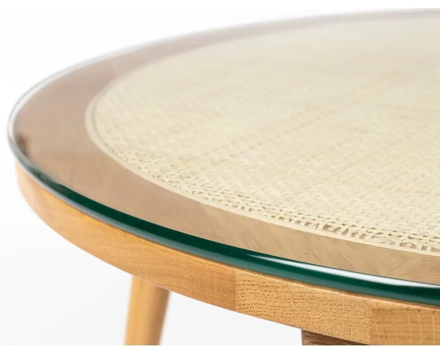 Стъклена кръгла масичка за кафе в естествен цвят ø 70 cm Haru – White Label