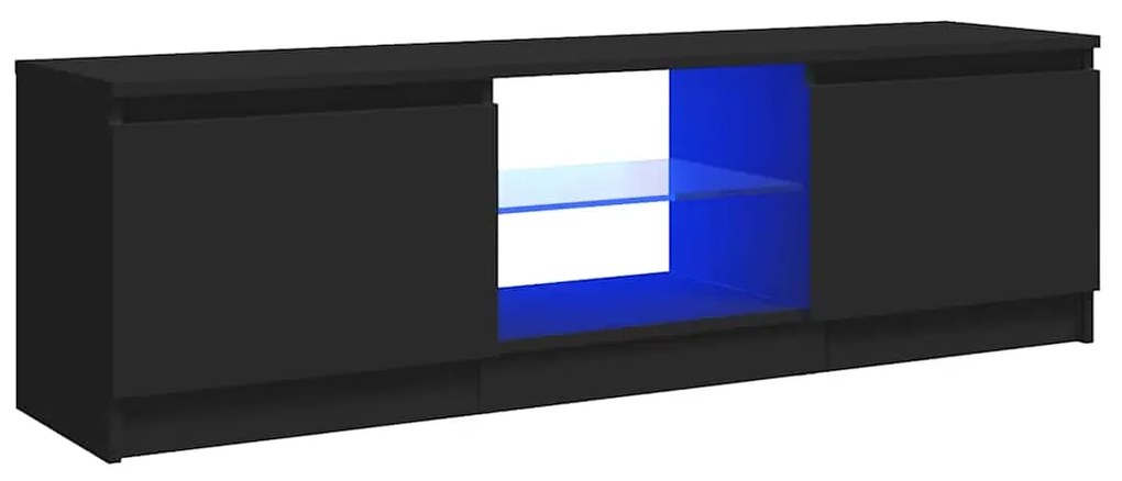804284 vidaXL ТВ шкаф с LED осветление, черен, 120x30х36 см