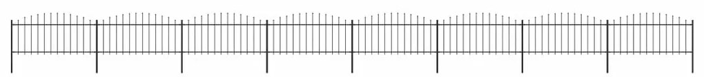 Sonata Градинска ограда с пики, стомана, (0,5-0,75)x13,6 м, черна
