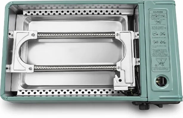 Къмпинг газова горелка с мощност 2200 W, с решетка за печене, захранвана с газови патрони, с чанта за пренасяне
