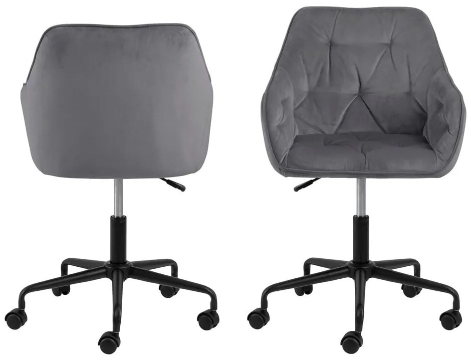 Сив офис стол с кадифена повърхност Brooke - Actona