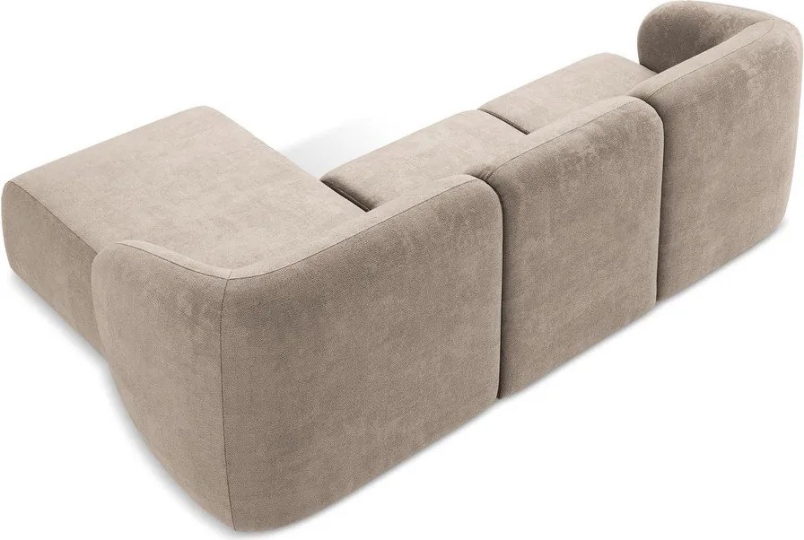 Светлокафяв шенилов ъглов диван (десен ъгъл) Lani – Makamii