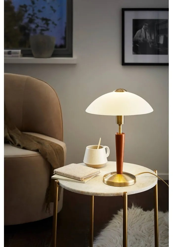 Затъмняваща се настолна лампа в сив и кафяв цвят със стъклен абажур (височина 35 cm) SOLO 1 – EGLO