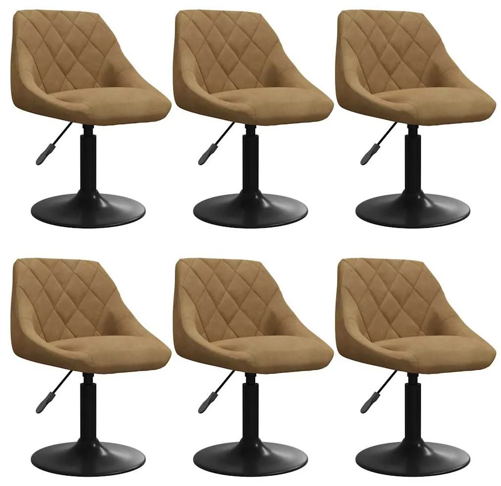 3088800 vidaXL Въртящи се трапезни столове, 6 бр, кафяви, кадифе