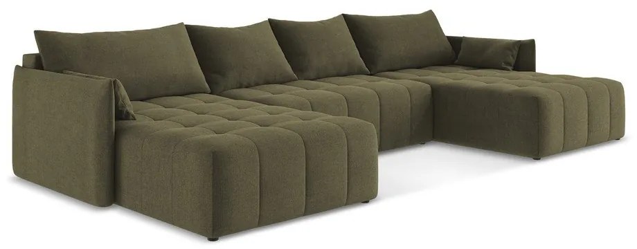 Разтегателен ъглов диван с място за съхранение в цвят каки (U форма) Moku – Makamii