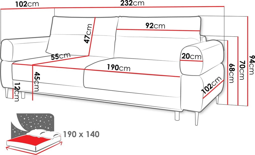 Диван-легло Nordic-Тъмно сиво