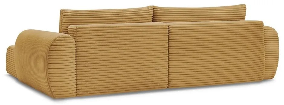 Разтегателен ъглов диван от рипсено кадифе в цвят горчица (десен ъгъл) Lucien – Bobochic Paris