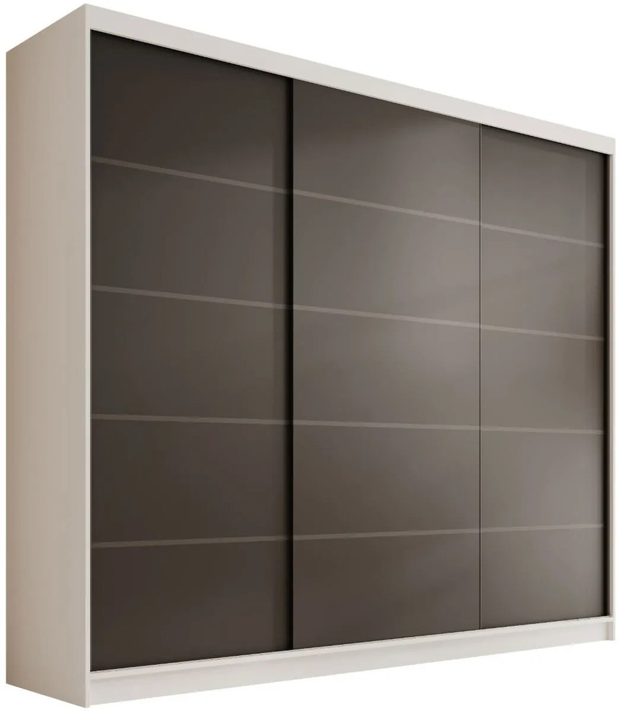 Гардероб Velvora 250 с плъзгащи врати-Бял-Черен