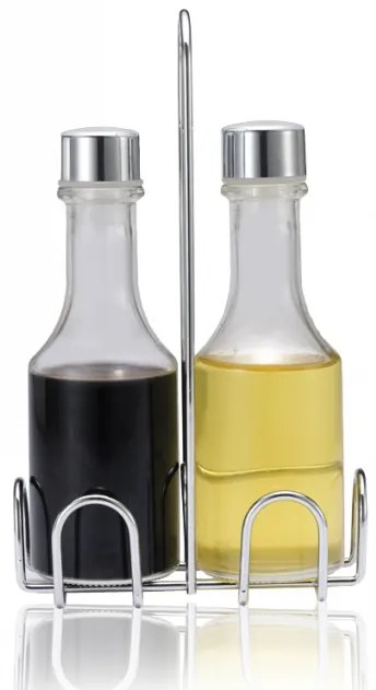 Стъклени бутилки за зехтин/оцет 2 броя на хромирана стойка EKO LINE/ N-8051