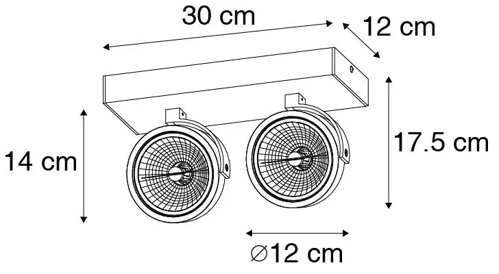Дизайнерски прожектор бял регулируем 2-светлина - Go