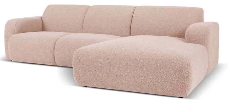 Розов ъглов диван от плат букле (десен ъгъл) Molino - Micadoni Home