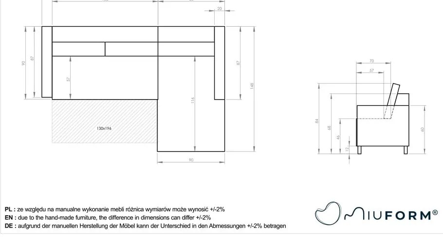 Винтидж кафяв кожен разтегателен диван, ляв ъгъл Lofty Lilly - Miuform