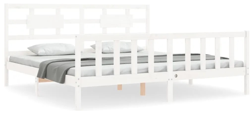 3192572 vidaXL Рамка за легло с табла бяла 6FT Super King Size дърво масив