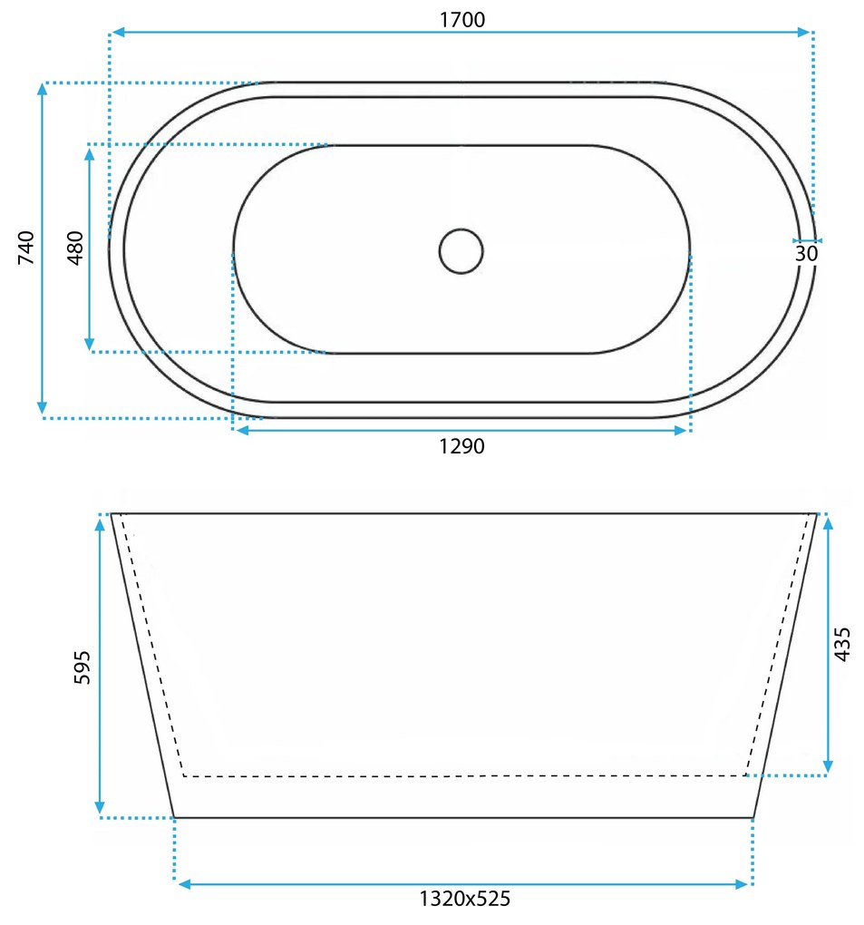 Свободностояща акрилна вана OFELIA 170