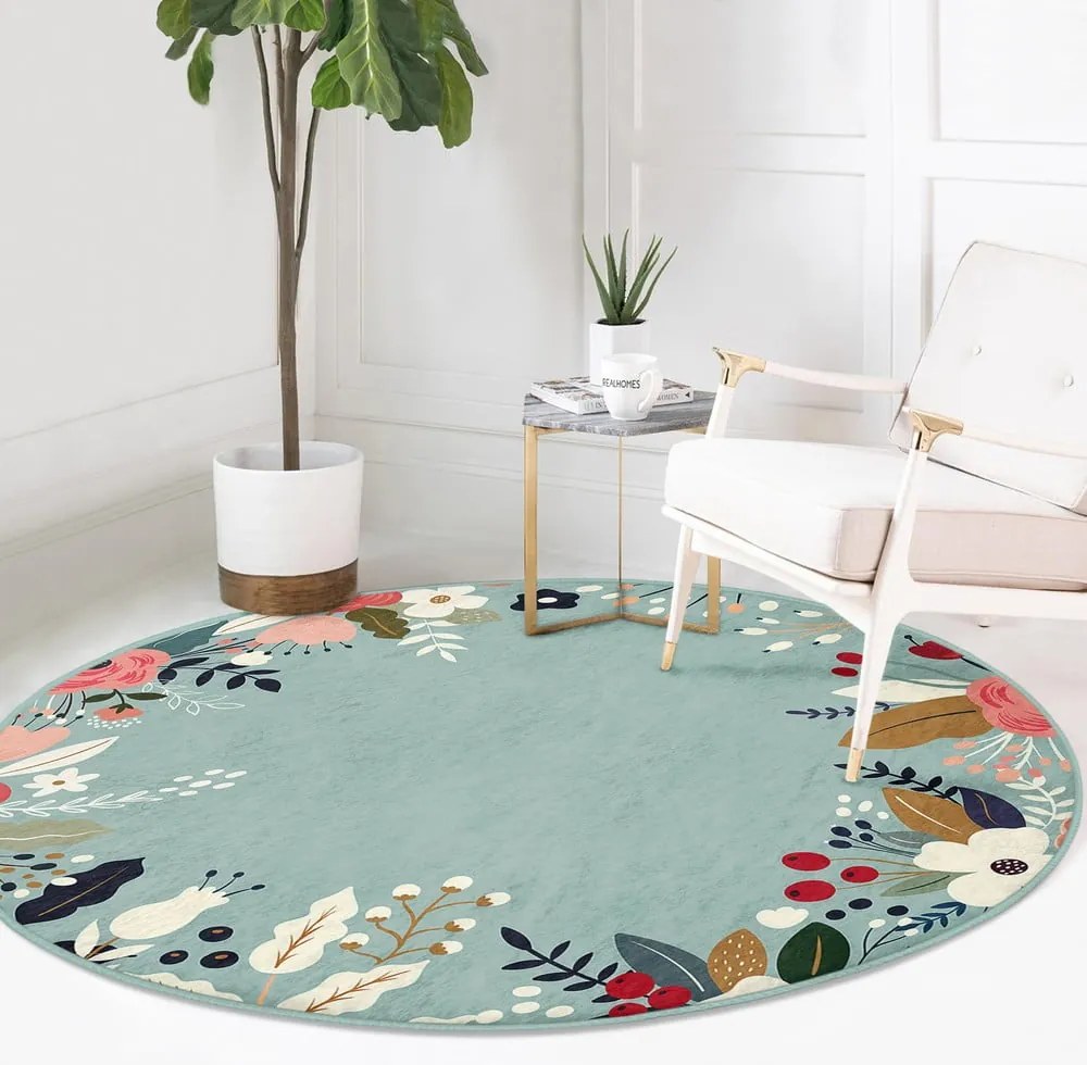 Кръгъл килим подходящ за пране и за прахосмукачки роботи ø 80 cm Comfort – Mila Home