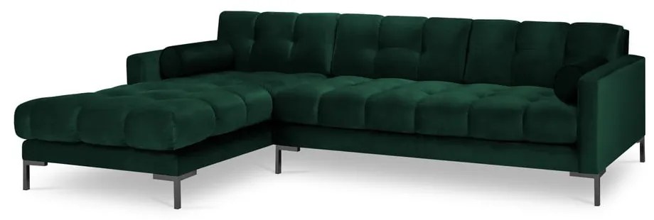 Тъмнозелен ъглов диван от кадифе , ляв ъгъл Bali - Cosmopolitan Design