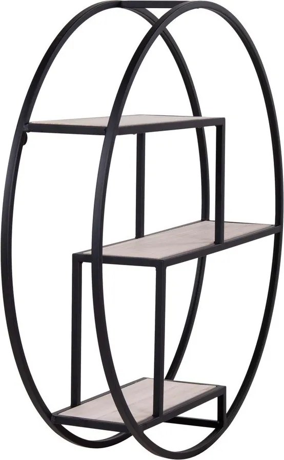 Черен/естествен на няколко нива стенен рафт от масивна Пауловния 62 cm Rotterdam – House Nordic