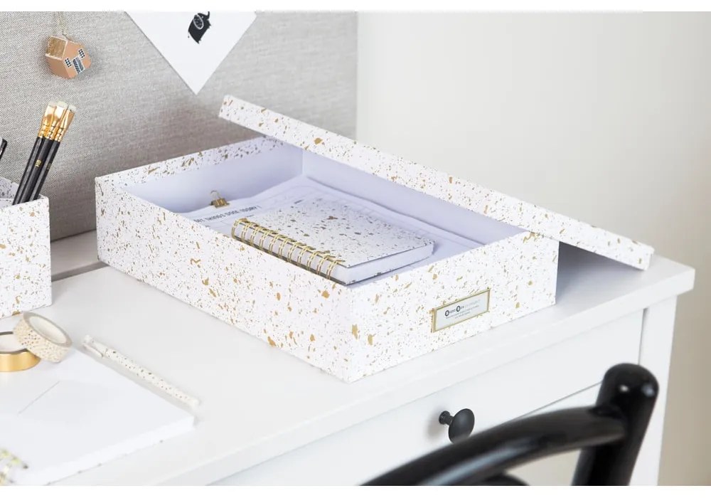 Кутия за съхранение в златно и бяло Oskar - Bigso Box of Sweden