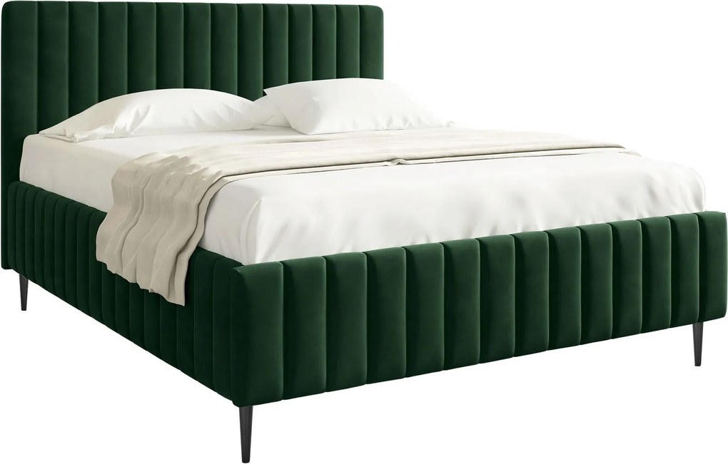 Тапицирано легло Lewezo-Тъмно зелено-140 x 200