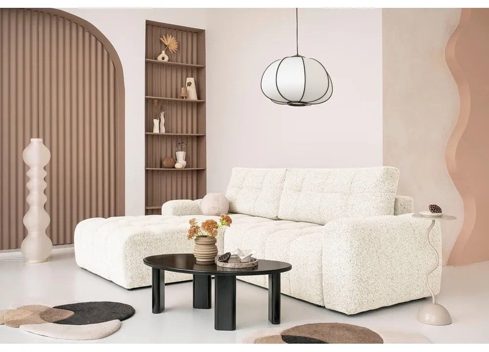 Кремав разтегателен модулен ъглов диван с място за съхранение (ляв ъгъл) Lulu – Miuform