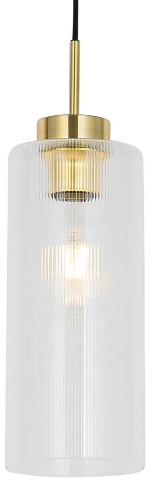 Висяща лампа в стил Арт Деко злато със стъкло - Laura