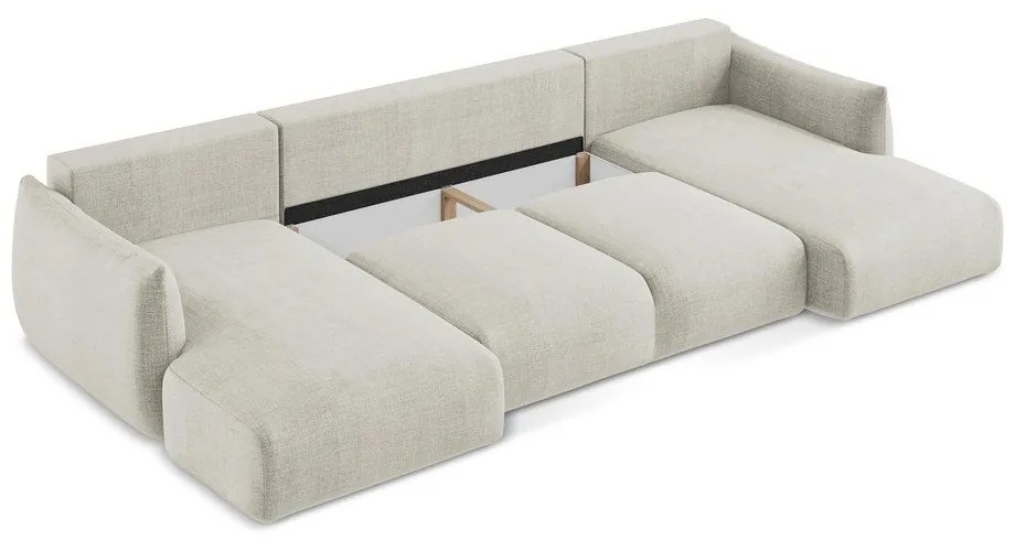 Бежов сгъваем ъглов диван (U форма) Leila – Makamii