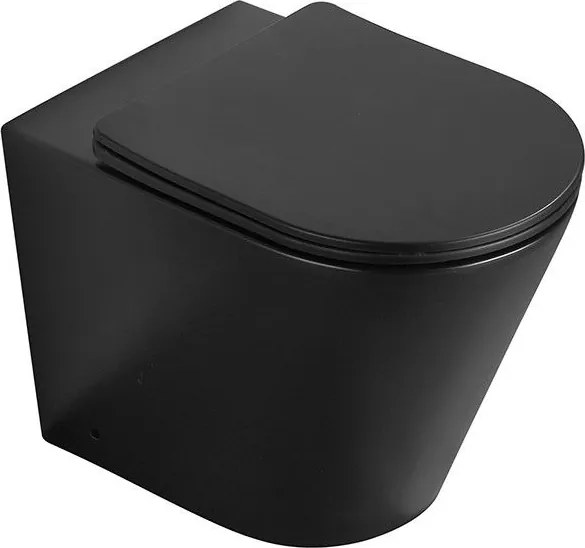 Mexen Rico стояща тоалетна чиния Rimless със забавено падане на седалката slim, дуропласт, черен мат - 32724085
