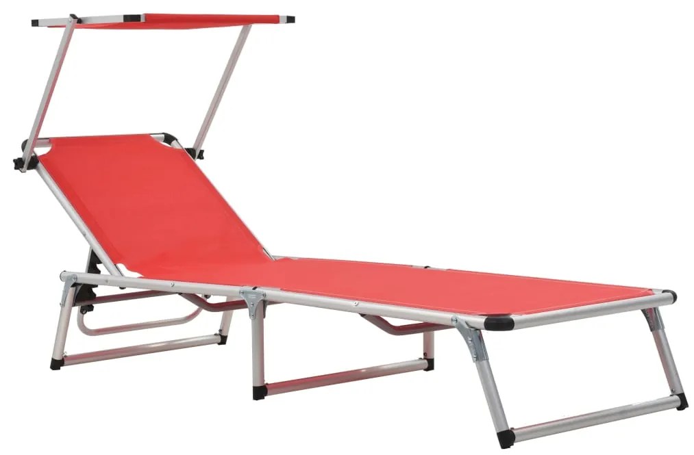312459 vidaXL 312459 Folding Sun Loungers with Roof 2 pcs Aluminium&Textilene Red