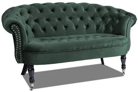 Двуместно канапе Chesterfield Deluxe в цвят тъмнозелено, 152/82/82 см