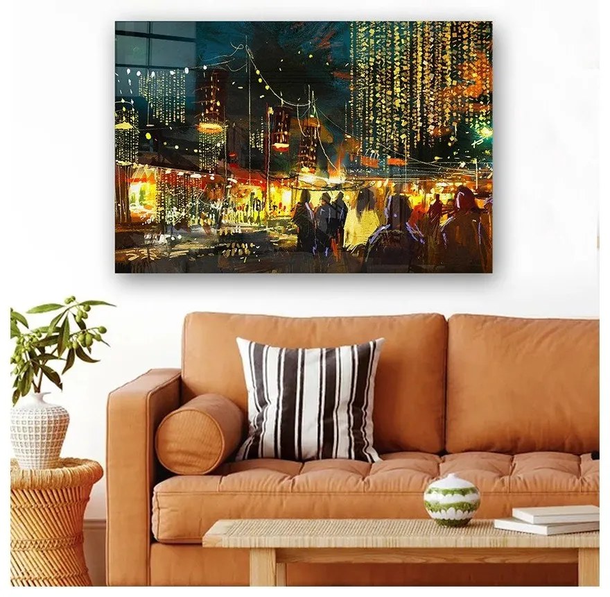 Картина върху стъкло 70x50 cm City Street - Wallity