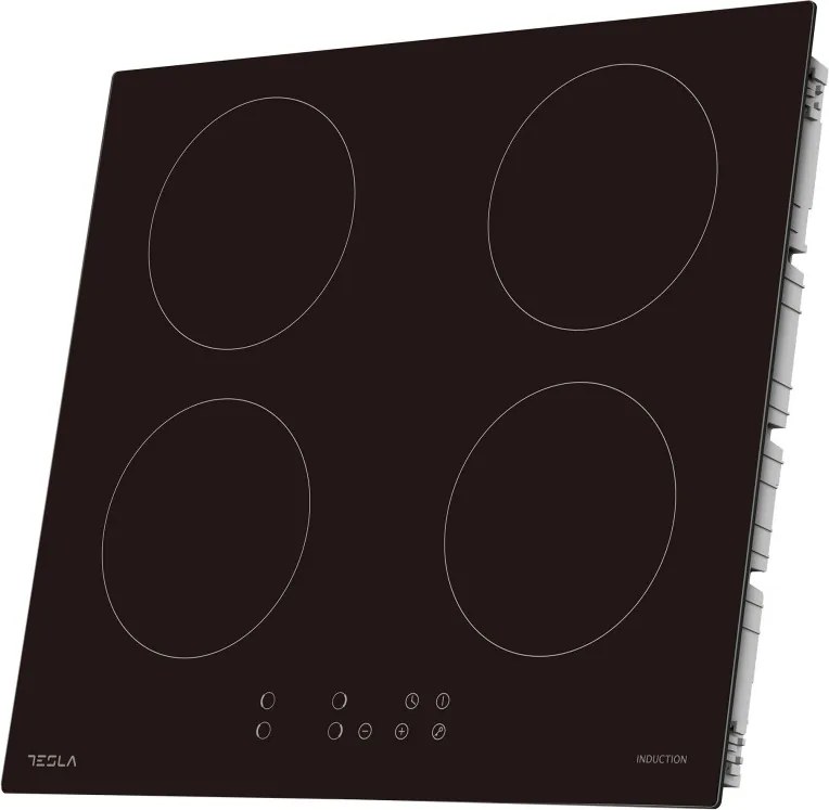 Стъклокерамичен плот за вграждане Tesla HI6401MB, 7200W, 4 зони, 9 степени, Таймер, Индикатор за остатъчна топлина, Защита от деца, Черен