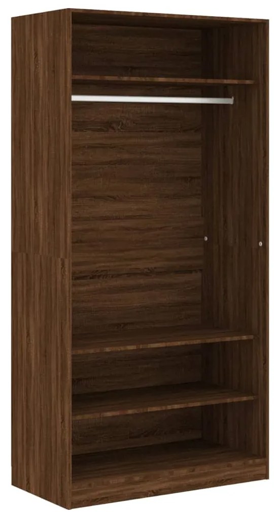 826616 vidaXL Гардероб, кафяв дъб, 100x50x200 см, инженерно дърво