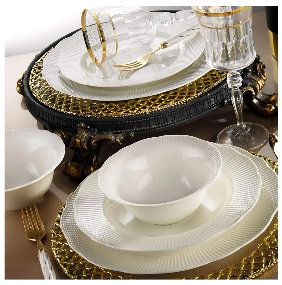 Комплект за хранене 24 части бял/порцелан