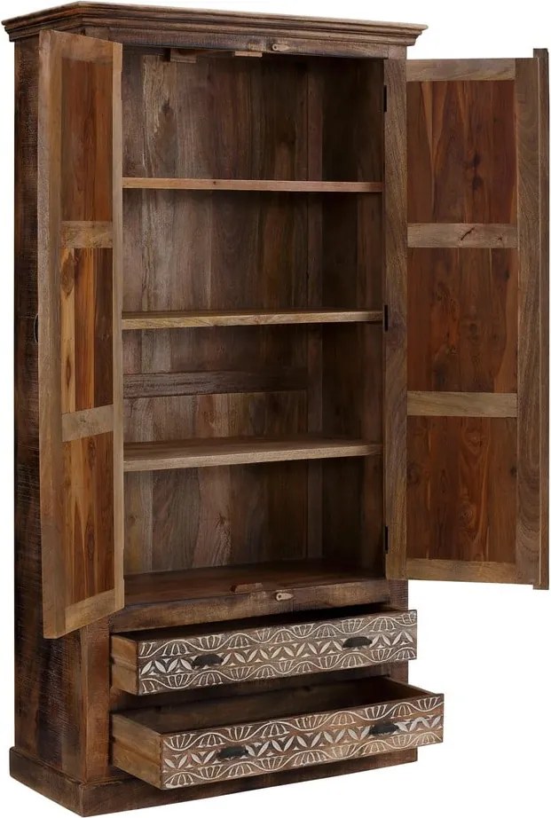 Кафяв гардероб от масивно манго 190x45 cm Maneesh – Støraa