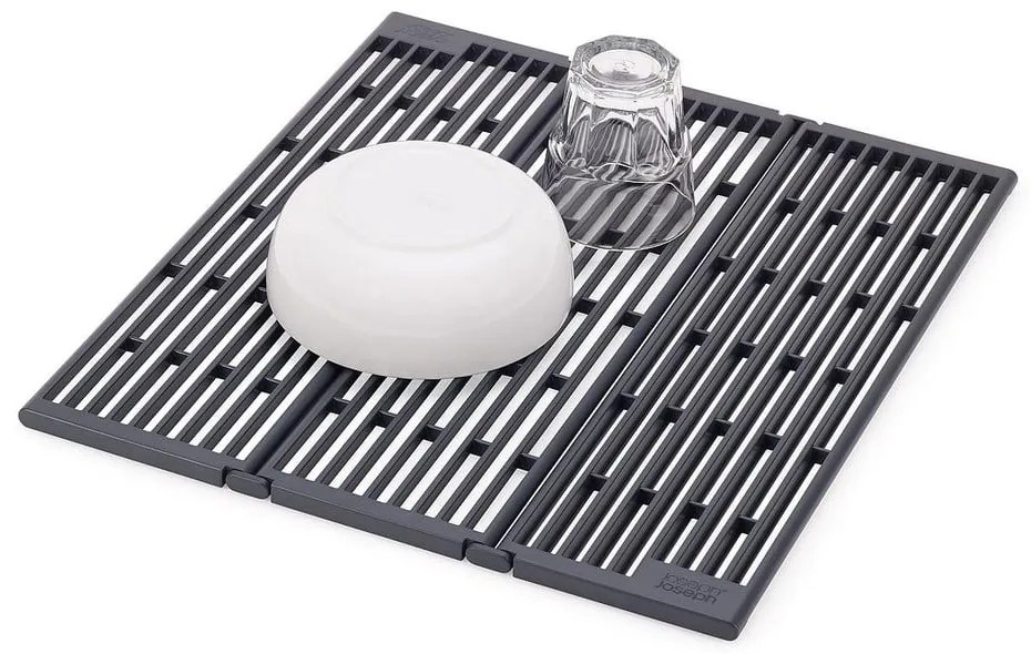 Сива регулируема пластмасова решетка за оттичане за мивка 43x13 cm Platform – Joseph Joseph