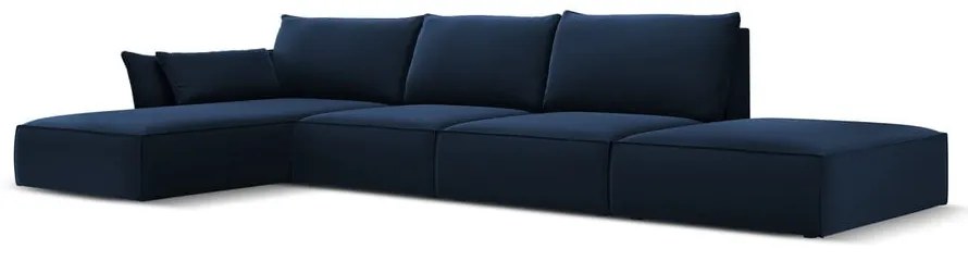 Тъмносин кадифен ъглов диван (ляв ъгъл) Vanda – Mazzini Sofas