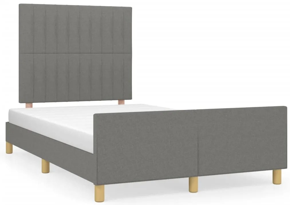 3125204 vidaXL Рамка за легло без матрак, тъмносива, 120x200 см, плат