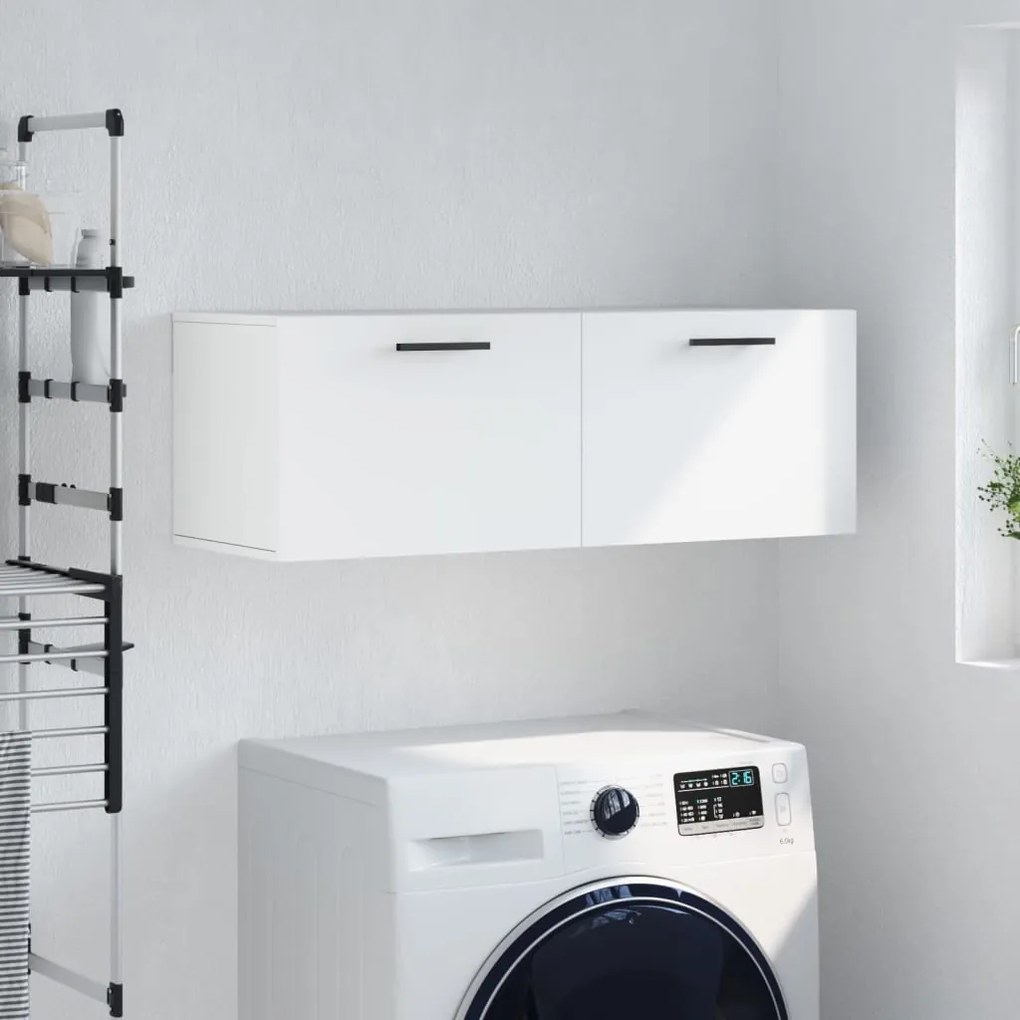 830156 vidaXL Стенен шкаф, бял, 100x36,5x35 см, инженерно дърво