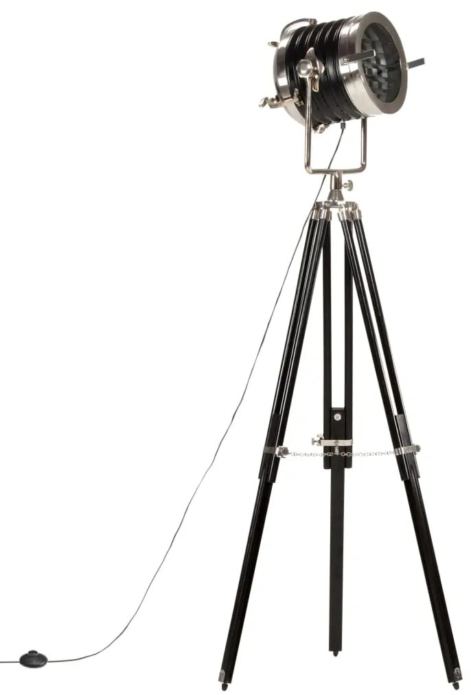 286105 vidaXL Наземна лампа на статив, черна, мангово дърво масив, 171 см