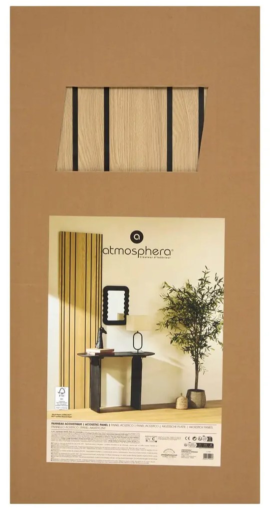 Акустичен декоративен стенен панел atmosphera Colva, MDF, 120x60 cm, Светло дърво